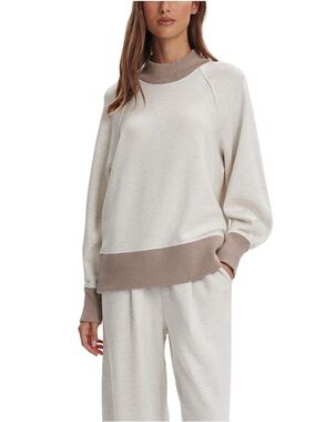 Varley Loxley Raglan Boyfriend Sweatshirt Size S Ivory Marl